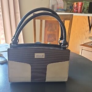 Miche Black and Cream Satchel with Structured Design